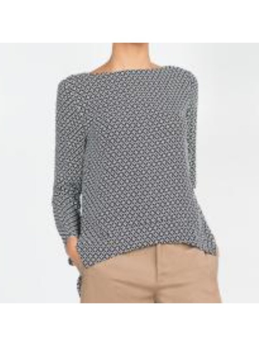 Zara patterned boat neck long sleeve blouse